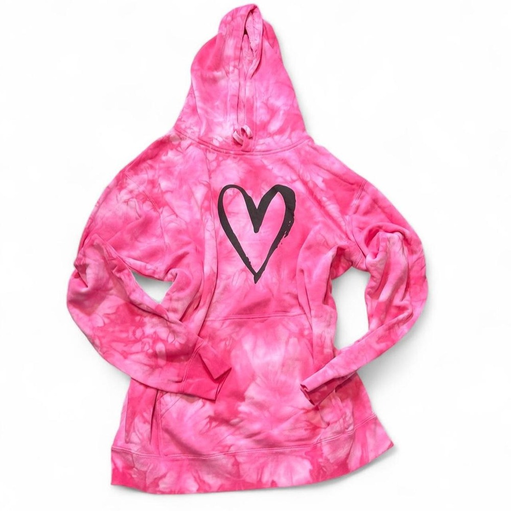 ndependent Trading Company Pink Tie Dye Heart Graphic Hoodie, Women's Size XL